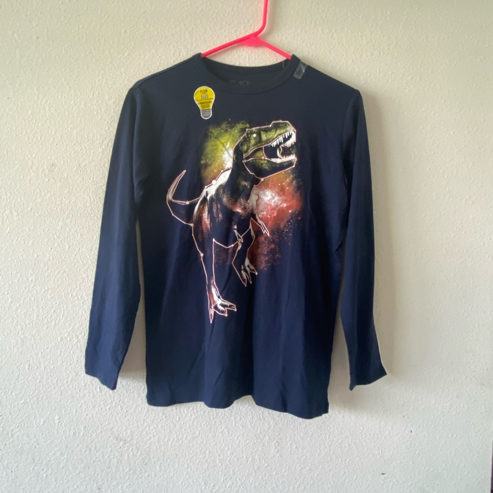 Place Navy Long-Sleeve T‑Shirt with Colorful Dinosaur Graphic
